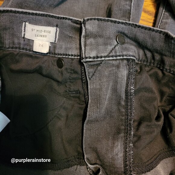 Madewell Jeans 26 Skinny 9" Mid Rise Black Sea Wash Tummy Control Raw Hem - Picture 4 of 12